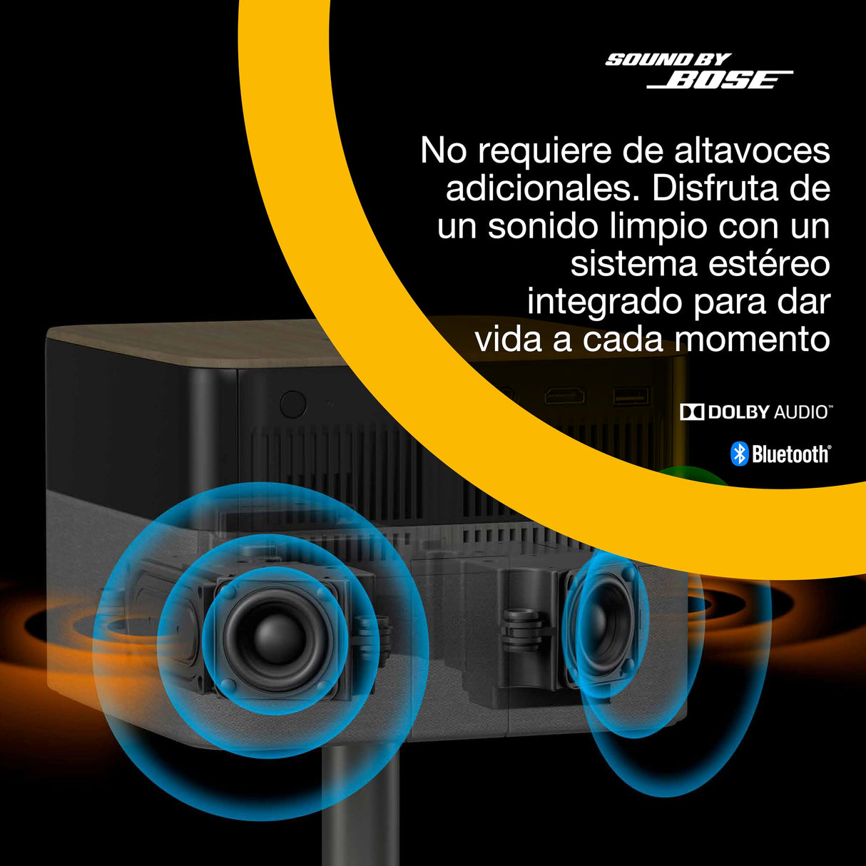 Epson Lifestudio Flex Plus EF-72 Roble,proyector portátil smart,Sound by Bose,Google TV,4K Pro UHD, Función de lámpara lateral LED, soporte ajustable, uso en interiores/exteriores, 5 años de garantía*