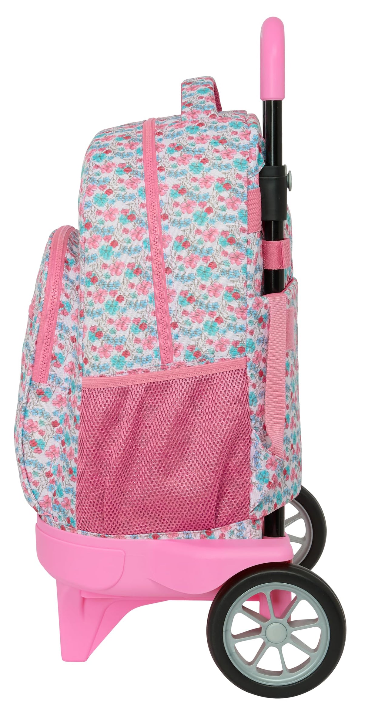 Safta MOOS FLORES - Mochila Grande con Ruedas, Compact Evolución, Extraíble, Ideal para Niños de Diferentes Edades, Cómoda y Versátil, Calidad y Resistencia, 33x22x45 cm, Color Multicolor