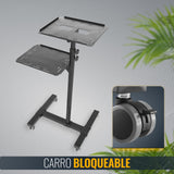 RICOO Soporte proyector Suelo Altura Regulable Elevador Ordenador portátil Universal CZ0800 Ruedas Bandeja Notebook Mesa para Laptop Negro