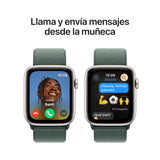 Apple Watch SE de 2.ª generación GPS Smartwatch con Caja de Aluminio en Blanco Estrella de 44 mm y Correa Loop Deportiva Verde Lago. Monitores de entreno y sueño y Neutro en Carbono