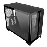 SaharaGaming (Panel de Metal Templado y Malla) (Solo Funda, Vidrio Templado) Compatible con E-ATX, ATX, Micro-ATX e ITX