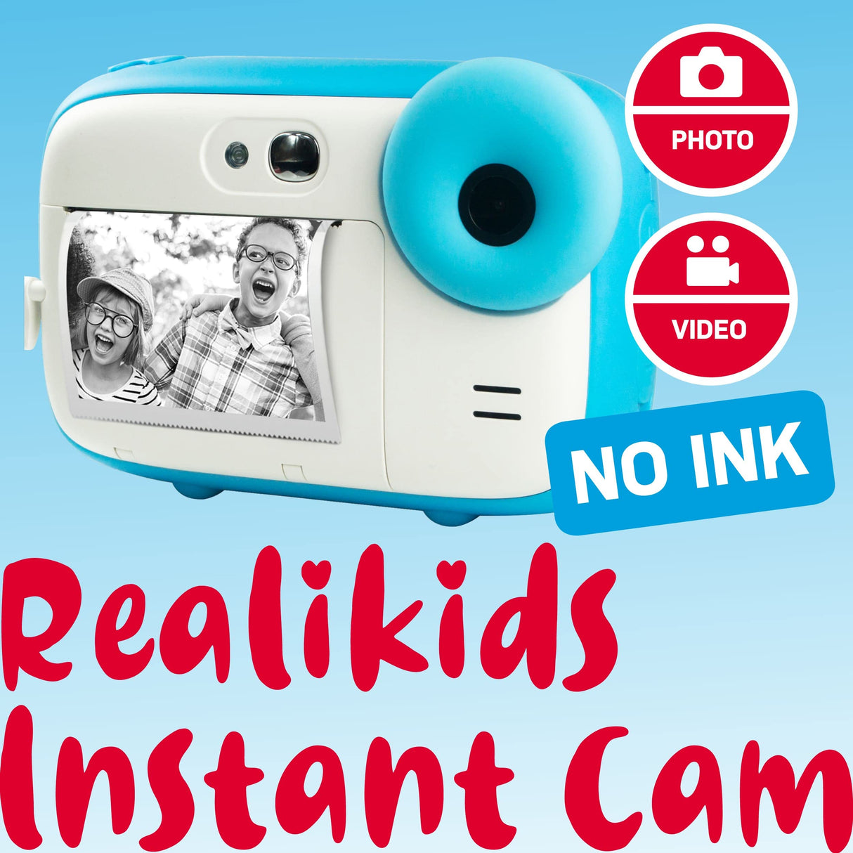 AGFA Photo Pack Realikids Instant CAM + 6 Rollos de Papel térmico ATP3WH adicionales, cámara instantánea Infantil, Pantalla LCD de 2,4 Pulgadas, batería de Litio, Espejo Selfie y Filtro de Fotos Azul