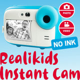 AGFA Photo Pack Realikids Instant CAM + 6 Rollos de Papel térmico ATP3WH adicionales, cámara instantánea Infantil, Pantalla LCD de 2,4 Pulgadas, batería de Litio, Espejo Selfie y Filtro de Fotos Azul