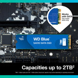 WD Blue SA510, 2 TB, M.2 SATA SSD, con hasta 560 MB/s, Acronis True Image for Western Digital, migración de discos y clonación, copia de seguridad y recuperación flexibles, ransomware