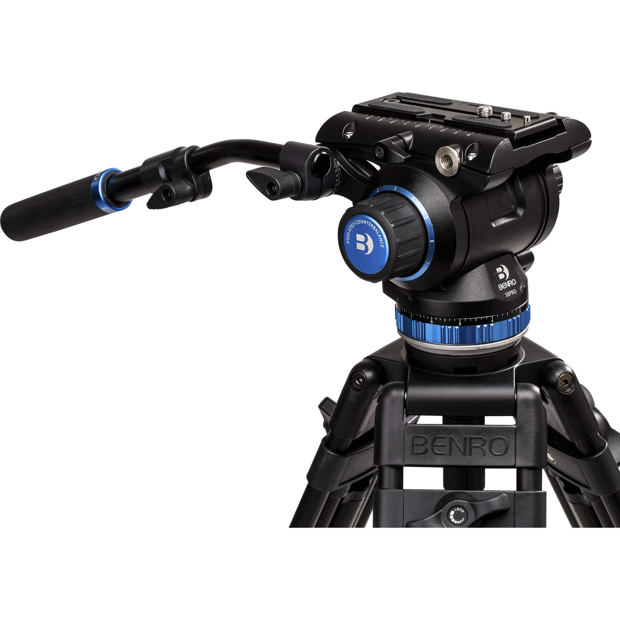 Benro Trípode de Video de Aluminio de Doble Etapa A673TM y Cabeza S8PRO, Cuenco de 75 mm, 3 Secciones de Pata, Bloqueo de Palanca giratoria