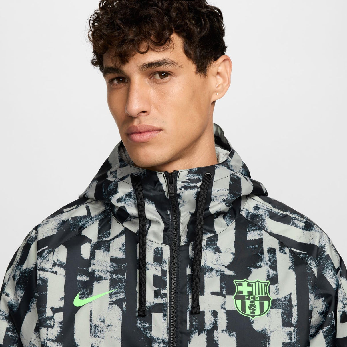 NIKE Chándal De Fútbol Tejido Con Capucha Para Hombre Fc Barcelona Third, Black/Pewter Grey/Lime Blast, FQ3038-010, 3XL