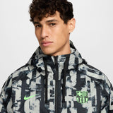 NIKE Chándal De Fútbol Tejido Con Capucha Para Hombre Fc Barcelona Third, Black/Pewter Grey/Lime Blast, FQ3038-010, 3XL