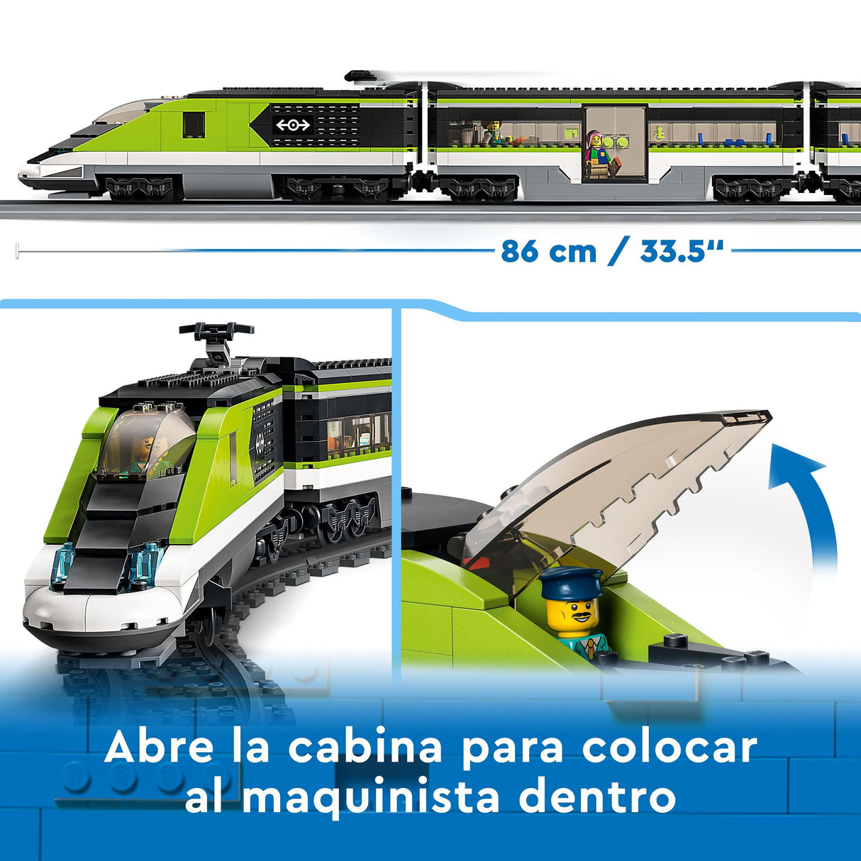 LEGO City Tren de Pasajeros de Alta Velocidad - Tren de Juguete Teledirigido - Luces, 2 Vagones, 24 Tramos de Vía y 6 Minifiguras - Regalo de Cumpleaños para Niños y Niñas de 7+ Años 60337