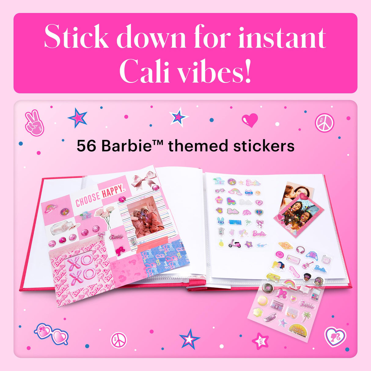 Kodak x Barbie Printomatic Cámara Instantánea Digital – Paquete de Regalo Estilo de Firma + Estuche Barbie, Álbum de Fotos, Pegatinas, Marcos Colgantes, 50 Pegatinas y Papel Zink (20 Hojas)