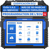 TOPDON Phoenix XLink Herramienta de Diagnóstico de Programación ECU, Escáner de Diagnóstico con Codificación ECU Online/41 Servicio/Control Bidireccional/Guiado V.A.G, Topología, Actualización 2 Años