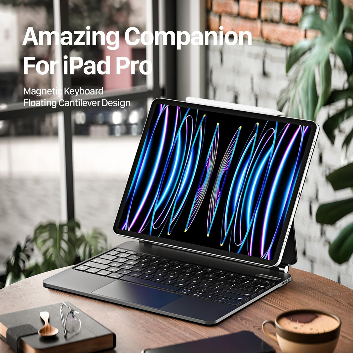 DUX DUCIS [MK Series - Funda con Teclado, diseñada para Apple iPad Air 13 (2024) / iPad Pro 12.9 (2018/2020/2021/2022), Funda de Cuero con Teclado Bluetooth magnético Flotante, Color Negro