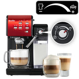 Breville Prima Latte II Espresso | Cafetera para latte y capuchino | Bomba profesional de 15 bares y espumador | Rojo [VCF109X]