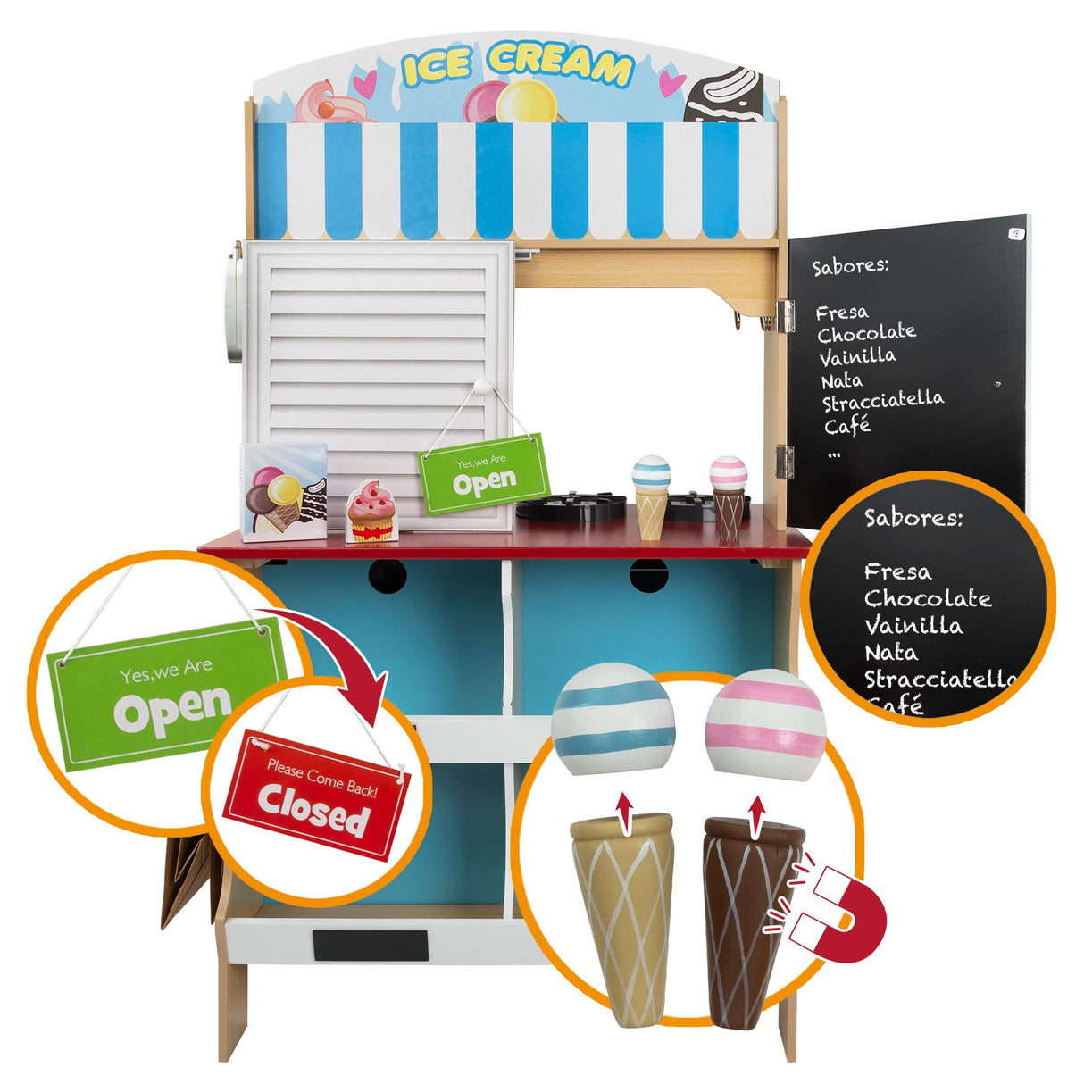 Play & Learn - Heladería con Cocinita de Madera (ColorBaby 85290)