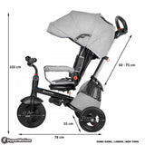 HyperMotion Triciclo Infantil 3 en 1 - Coche para Bebé con Asiento Giratorio y Cubierta de Lluvia - Triciclo Evolutivo 12 Meses a 5 Años, Plegable, Ruedas Bombeadas, 25kg, Gris