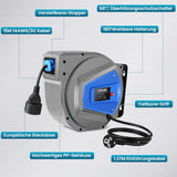 Himimi Carrete de cable automático de 15m + 1m, 1500W ~ 3000W tambor de cable, recogecables montaje en pared 180°, giratorio para montaje en pared con soporte de montaje