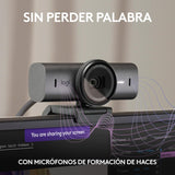 Logitech MX Brio Ultra HD 4K para Colaboración y Streaming Cámara Web, 1080p a 60 FPS, Dos Micrófonos Reductores de Ruido, USB-C, Tapa, Compatible con Microsoft Teams, Zoom, Google Meet, Grafito