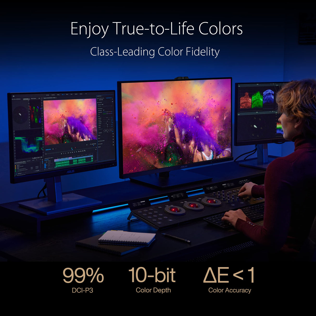 ASUS ProArt Display OLED PA32DC - Monitor Profesional de 31,5 Pulgadas (4K UHD (3840 x 2160), 99% DCI-P3, colorímetro Integrado, HDR-10, HLG, ΔE < 1, USB-C, HDMI, Calman, integración ColourSpace)