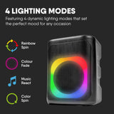 Carry-on Soundtrack Altavoz Bluetooth portátil para Interiores y Exteriores con Luces integradas IPX4 a Prueba de Salpicaduras, 2 entradas de micrófono, Bluetooth, 3 Horas de reproducción