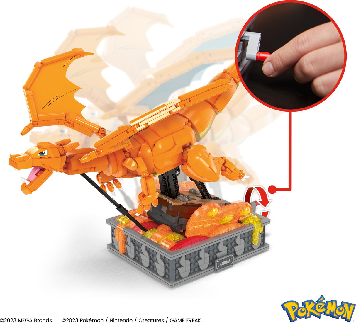 Mega Pokemon Charizard en Movimiento +1600 Bloques de construcción, Juguete +12 años (Mattel HMW05)