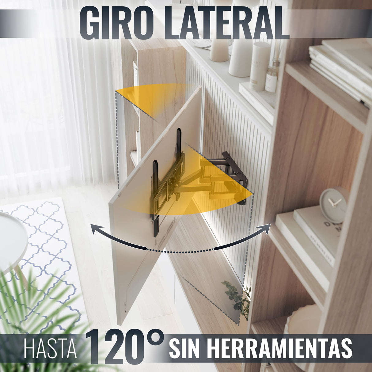RICOO Soporte TV Pared 32-55" Pulgadas (81-140cm) S5244 Brazo articulado Giratorio Inclinable Colgador televisión Universal VESA 200x200-400x400 Negro