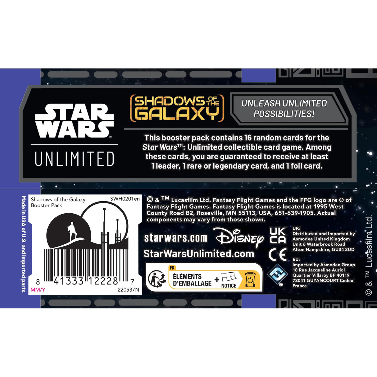 Star Wars: Unlimited TCG Shadows of The Galaxy Booster Display (Set of 24 Booster Packs) - Trading Card Game for Kids & Adults, Ages 12+, 2+ Players, 20 Min Playtime, Made by Fantasy Flight Games