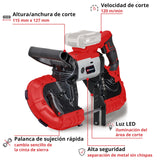 Einhell Sierra de banda con batería TE-MB 18/127 Li-Solo Power X-Change (18 V, 115 mm altura de corte, 127 mm anchura de corte, luz LED, incl. 2 bandas de sierra de metal, sin batería)