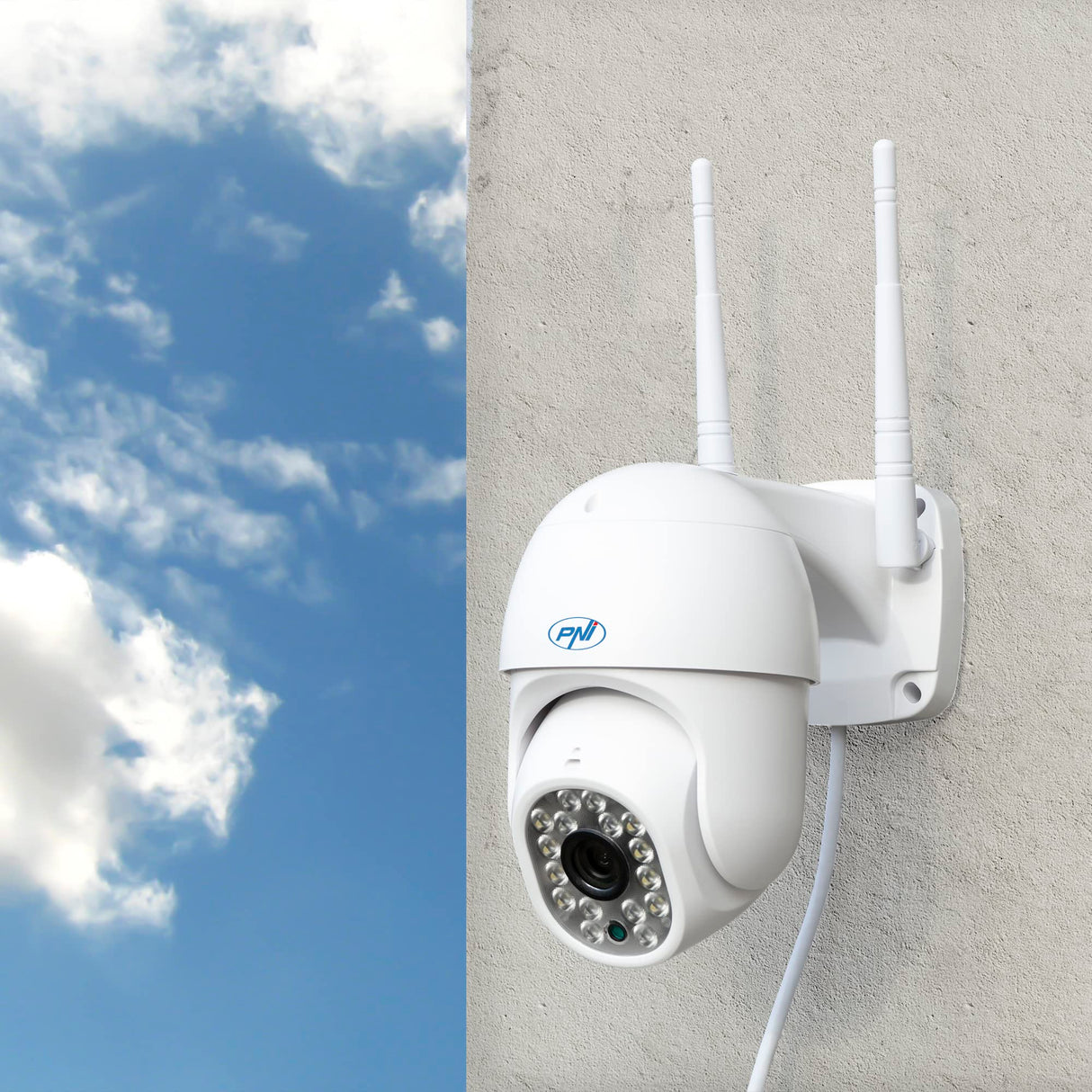 PNI Kit de 4 Piezas IP440 WiFi PTZ cámara de videovigilancia inalámbrica, 4MP, Zoom Digital, Ranura Micro SD, autónoma, Alarma de detección de Movimiento, Seguimiento de Movimiento