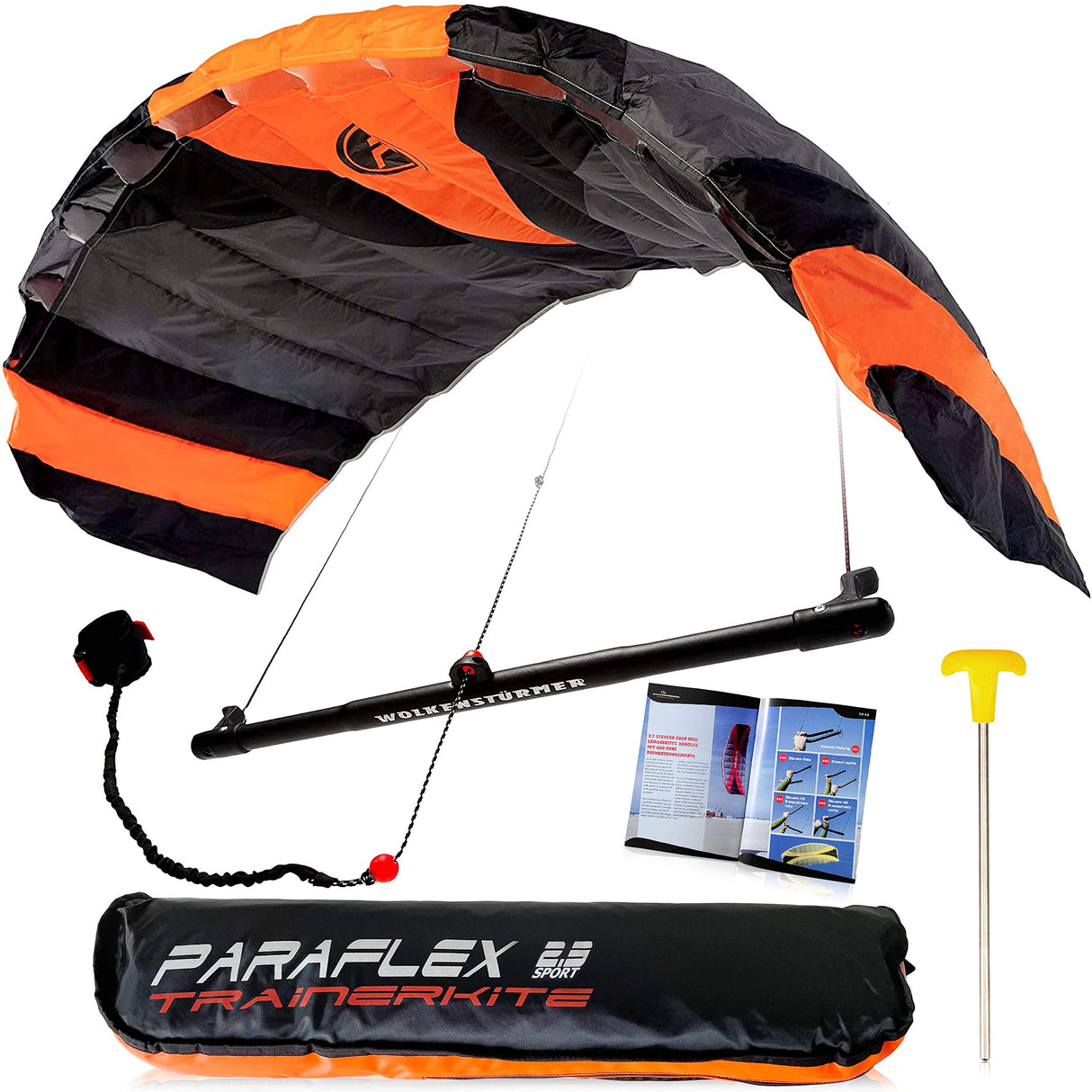 Wolkenstürmer Paraflex Trainer 2.3 Action Kite - 3 Line Steering Mat para Mountainboarding