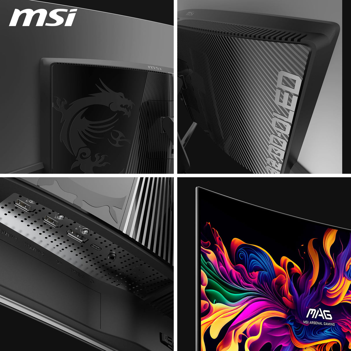 MSI mag 321CUPDE QD-OLED Pantalla de Juego Curvada UHD 32" - 1700R, 3840x2160 Quantum Dot OLED, 165Hz/0.03ms, 99% DCI-P3, ΔE≤2, DisplayHDR True Black 400, DP 1. 4a, HDMI 2.1, USB Type-C