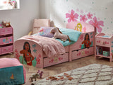 Disney Princess Cama para niñas pequeñas: construcción robusta de madera manufacturada, laterales protegidos, listones de madera, se adapta a colchones de 140 x 70 cm (colchón no incluido)