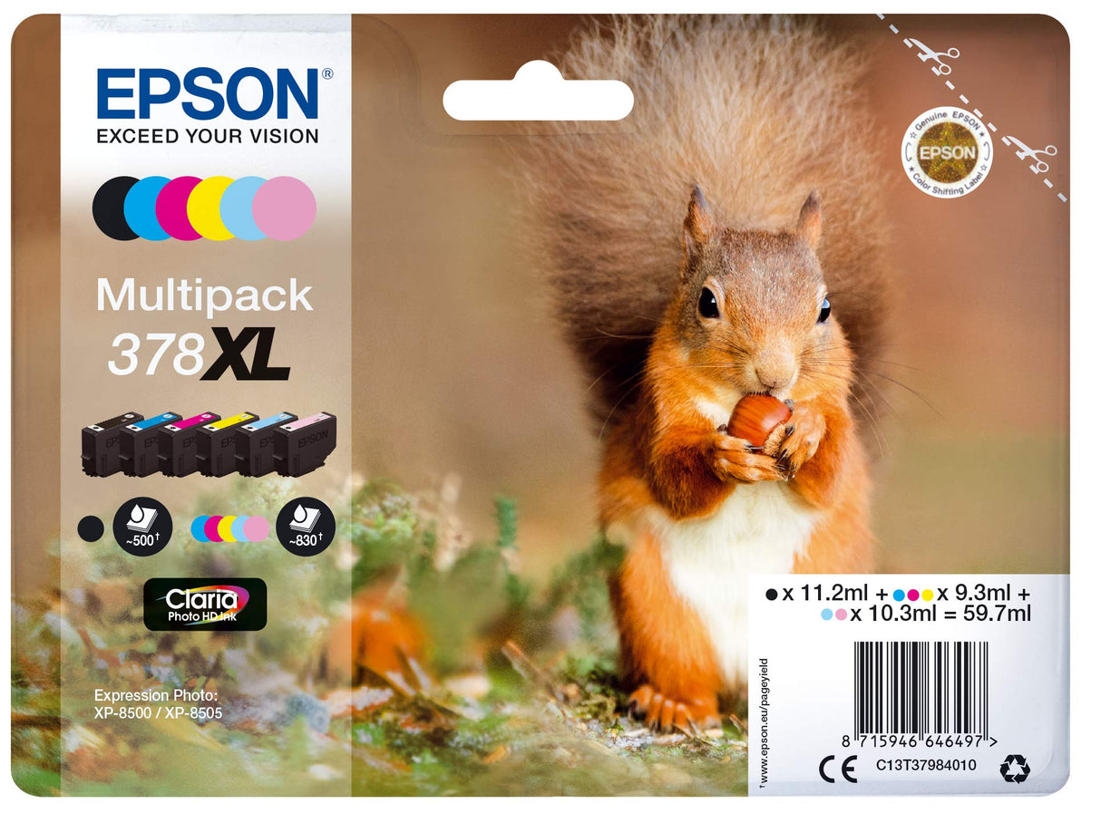 Epson c13t37984010 Cartuchos de Tinta original Pack of 6 válido para EPSON Expression Photo XP-8500 / XP-8505, Ya disponible en Amazon Dash Replenishment, XL
