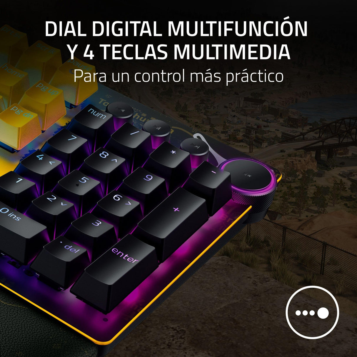 Razer Huntsman V2 (Red Switch) - Teclado óptico para Juegos prácticamente sin latencia (reposa-Palmas, mandos, 4 Teclas Multimedia, Tapas de Teclas Doubleshot PBT) US-Layout, PUBG Edición