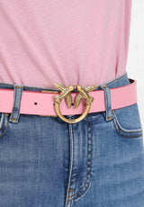 Pinko Love Berry H3 Belt Piel Bottalata+Vit.Seda Cinturón, Rn6q_Mult.Rojo/Rosa-Antique Gold, L para Mujer