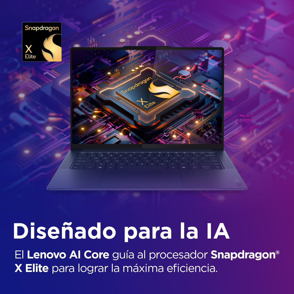 Lenovo Yoga Slim 7X – Ordenador Portátil Copilot+ PC,14.5" 3K OLED Táctil (Qualcomm SD X1E78100, 32GB RAM, 1TB SSD, Windows 11 Home, Wi-Fi 7) Azul, QWERTY Español - Incluye Ratón Inalámbrico y Funda