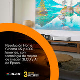 Epson Lifestudio Grand Plus EH‑LS970W | Proyector TV Láser de Ultracorto Alcance | Cine en Casa 4K | 4.000 Lúmenes | Imagen IA | Sonido BOSE | GoogleTV | Pantalla 150Pulgadas | Garantia5 Años | Blanco