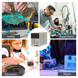 Velleman Suministro de laboratorio, programable, ajustable, 0-30 VCC/0-5 A, limitación de corriente, protección contra cortocircuitos, pantalla LCD, USB, conexión gris