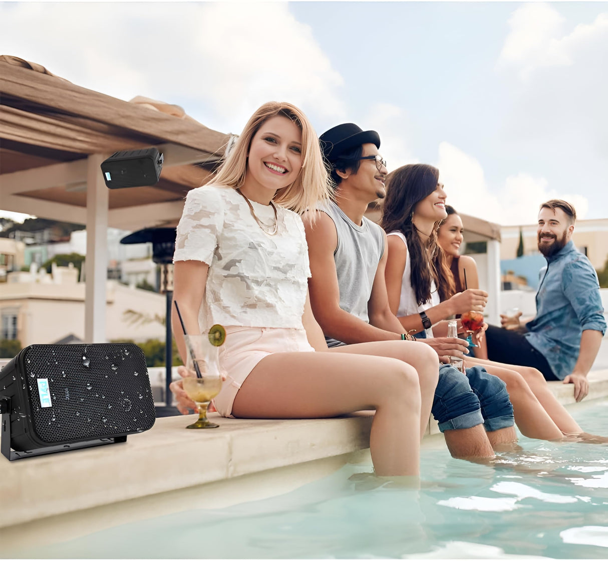 Pyle sistema de altavoces, Pared, Techo, Inalambrico, Impermeable, Waterproof, Exteriores, Interiores, Par de 3.5” de 3 vias, Activo, Pasivo. Color negro