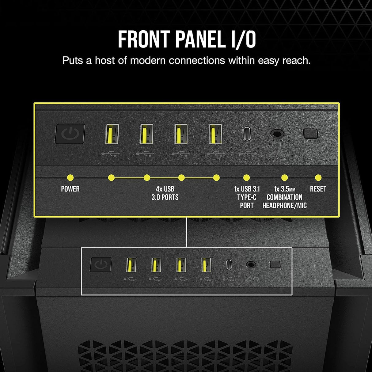 Corsair 7000D AIRFLOW Chasis para PC ATX Full-Tower, Panel Frontal con Un Caudal de Aire Elevado, Tres Ventiladores de 140 mm Incluidos con Repetidor PWM, Espacioso Interior, Negro