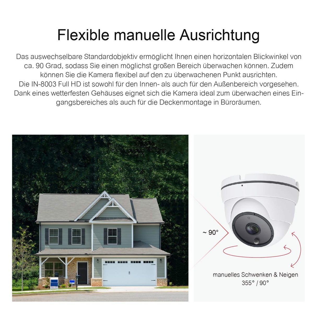 INSTAR IN-8003 Full HD (versión PoE) blanco / Cámara IP / Cámara de vigilancia / Gran angular / Ethernet como fuente de poder / Cámara interior y exterior a prueba de interperie