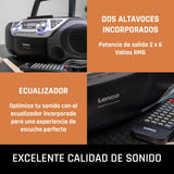 Lenco SCD-720 - Boombox Dab+ - Bluetooth 5.0 - Toploader CD/MP3 - Placa de Casete - Radio FM - Puerto USB - 2 x 6 W RMS - Bass Reflex - Mando a Distancia - Plata