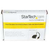 StarTech.com ICUSB2321FIS - Cable USB a 1 puerto serie RS232, aislamiento óptico, 1.8 m