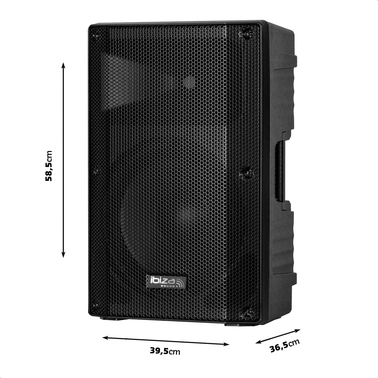Ibiza - XTK12A-MKII - Altavoz Activo para megafonía de 12"/30 cm - Tweeter de compresión de 25 mm - Sistema Bass Reflex - USB, SD, Bluetooth - TWS - Asas y Ruedas - Novedad - Fiestas, Karaoke
