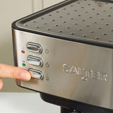 Salter - Máquina de café expreso manual con espumador de leche, compatible con café molido, bomba de presión italiana de 15 barras, tanque de agua desmontable de 1,6 l, incluye cuchara medidora,