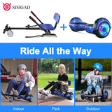 Hoverboard avec siège, 6.5 Pouces Self Balancing Hover Board avec haut-parleurs Bluetooth et lumières LED pour les enfants, les filles et les garçons (Go-Kart inclus)