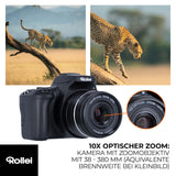 Rollei Powerflex10X - Zoom óptico 10x, 8 Modos de Foto, hasta 64 MP, Flash Plegable, grabación de vídeo 4K y aplicación para Smartphone