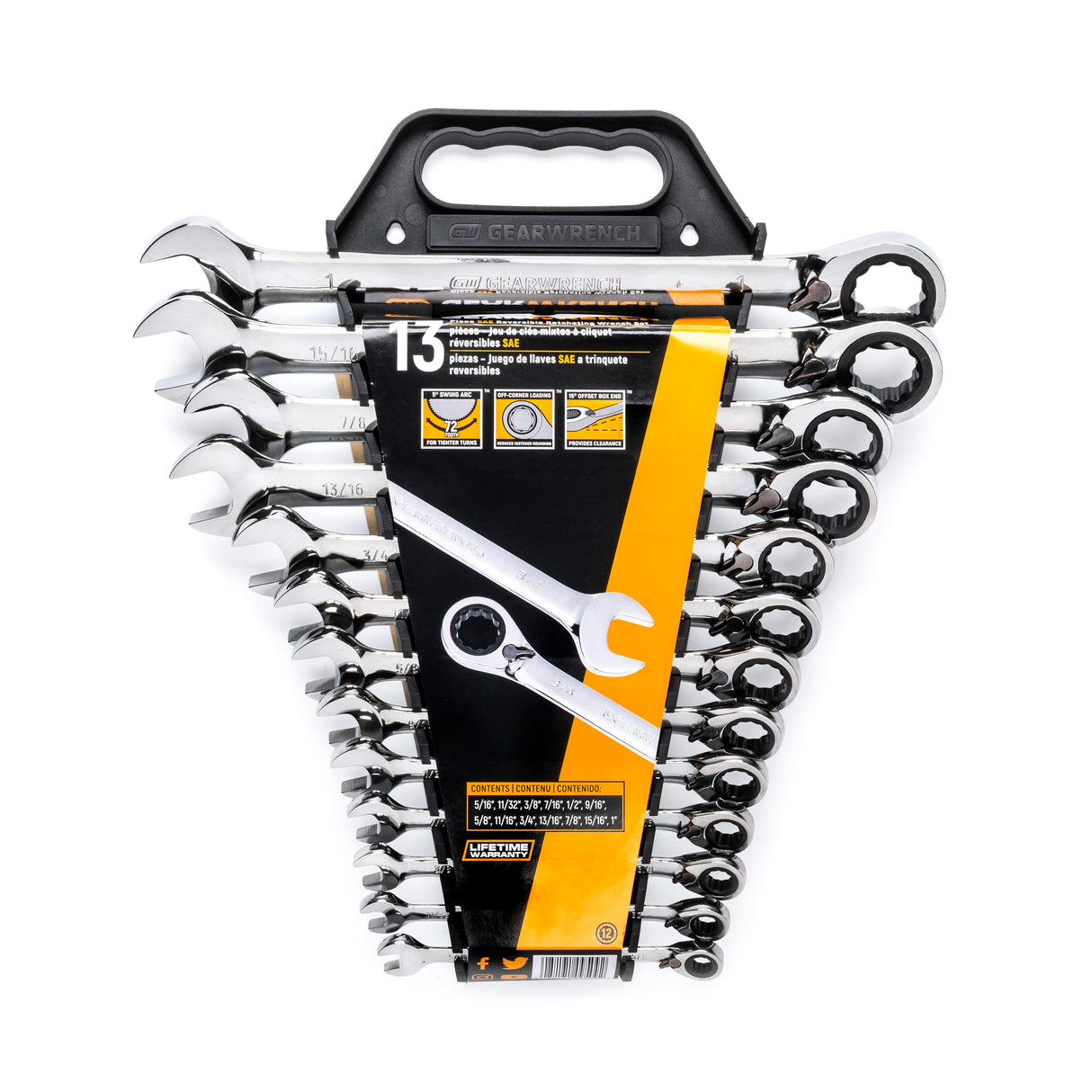 GearWrench 9509 13-Piece SAE Reversible Combination Ratcheting Wrench Set