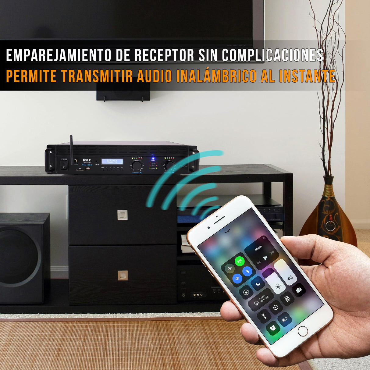 Pyle Amplificador de Sonido, para el hogar, 2000W, Bluetooth, Estereo, Entradas TRS XLR, LCD, 2 Canales, Modo Puente, Ventilador de refrigeracion