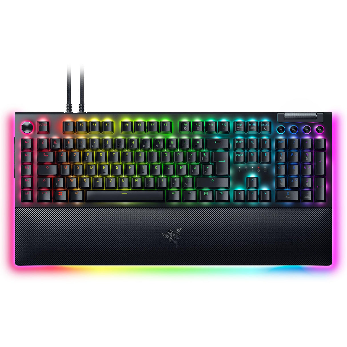 Razer BlackWidow V4 Pro (Switches Amarillo) - Teclado Gamer Mecánico (Interruptores Mecánicos Silenciosos, Rueda de 8 Teclas Macro Dedicadas, Reposamanos de Imitación, RGB Chroma) Teclado FR | Negro