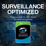 Seagate SkyHawk 4TB, Disco Duro Interno De Video, 3.5 Pulgadas, SATA 6.GB/s, Caché de 256 MB, DVR, Sistema de Cámaras de Seguridad NVR, servicios Rescue internos, Paquete Abre-fácil (ST4000VXZ16)