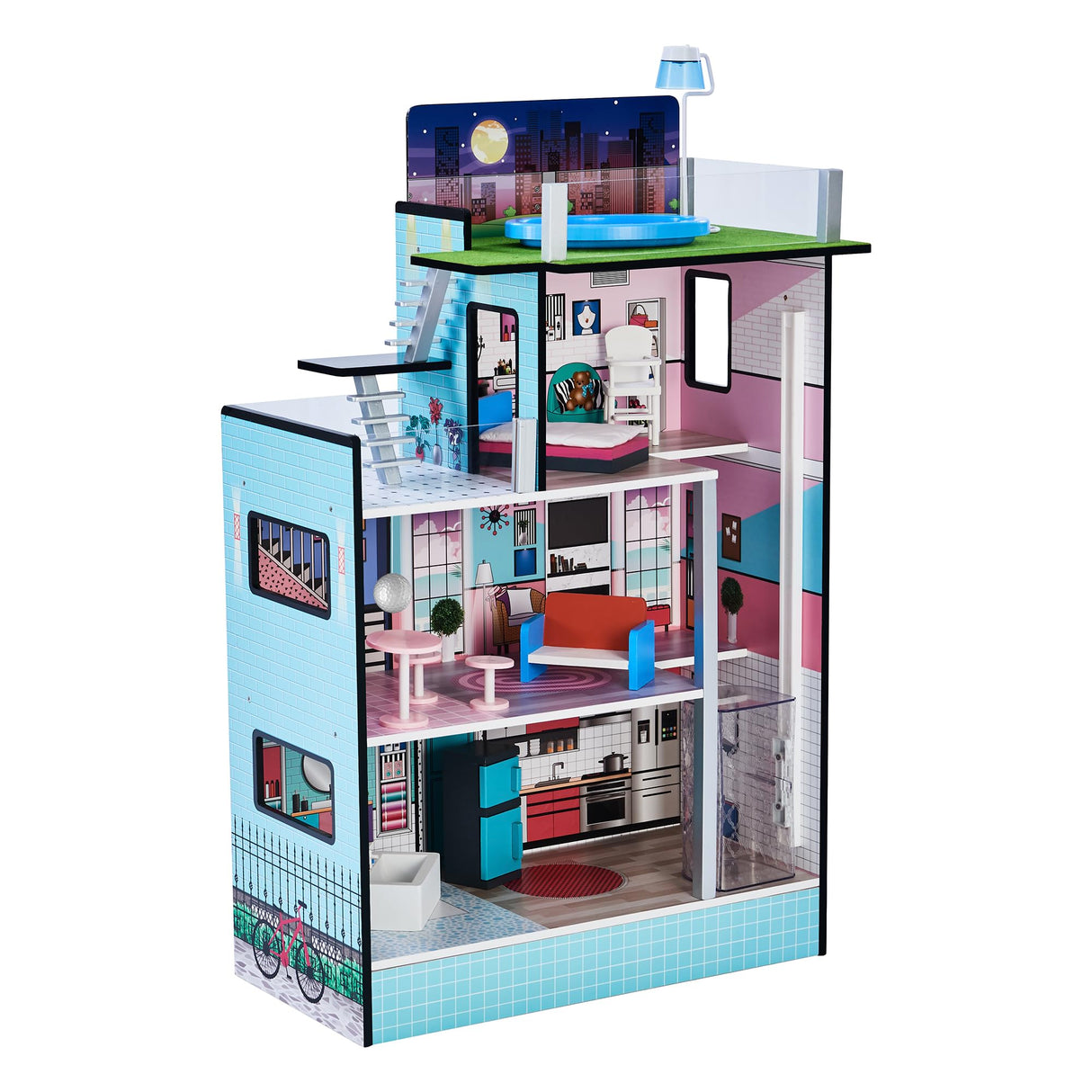 Teamson Kids LOL Estilo Barcelona Dolls House Casa de muñecas, Color Azul (TD-13111D)